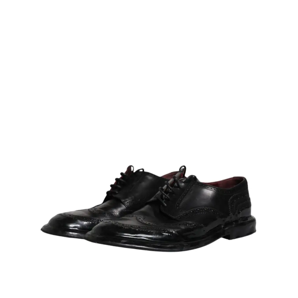 Dolce & Gabbana Schwarze Leder Derby Wingtip Formelle Schuhe - EU42/US9
