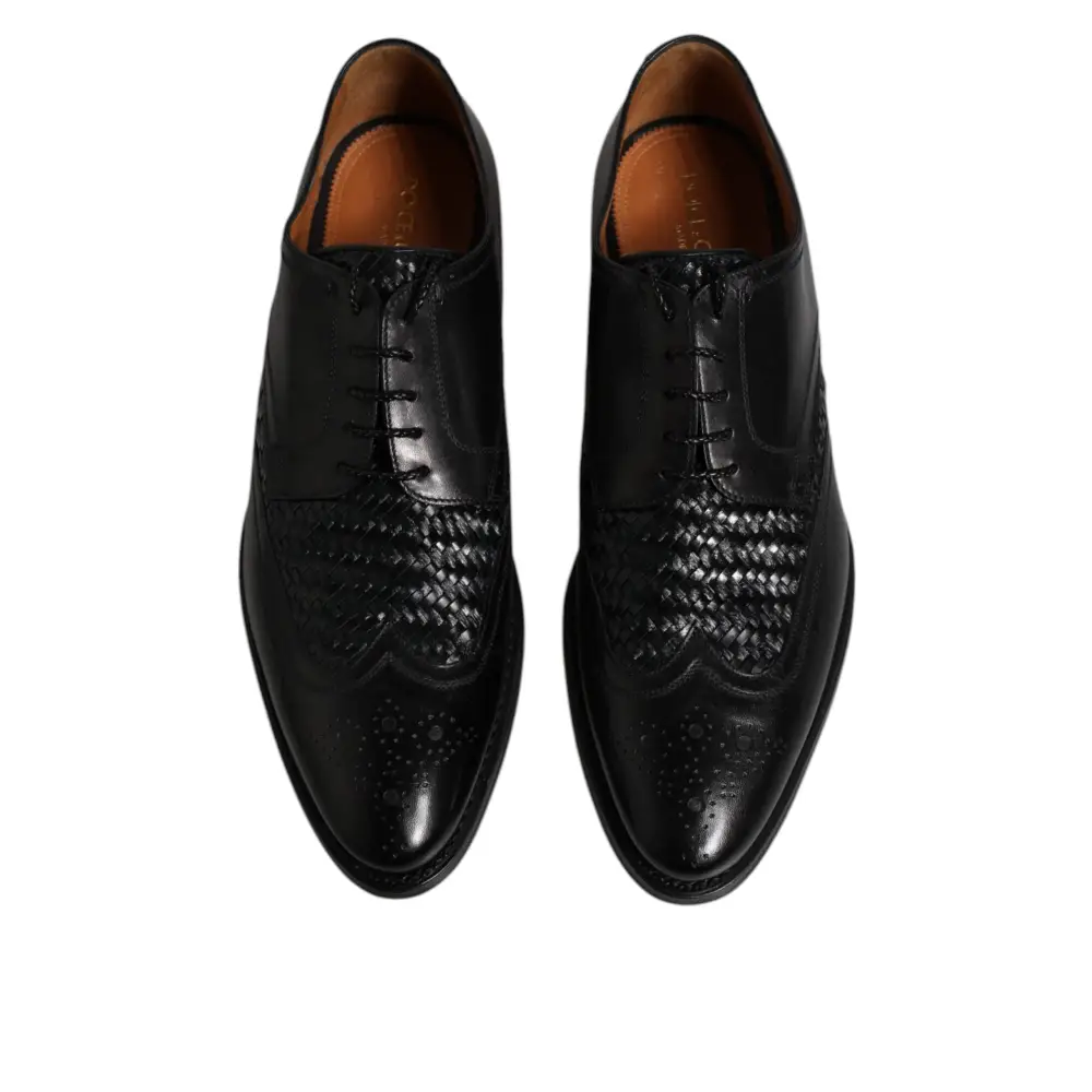 Dolce & Gabbana Schwarze Leder Derby Wingtip Lace Up Formal Dress Schuhe