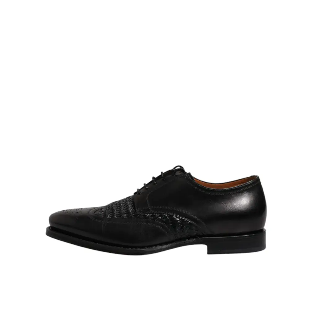 Dolce & Gabbana Schwarze Leder Derby Wingtip Lace Up Formal Dress Schuhe