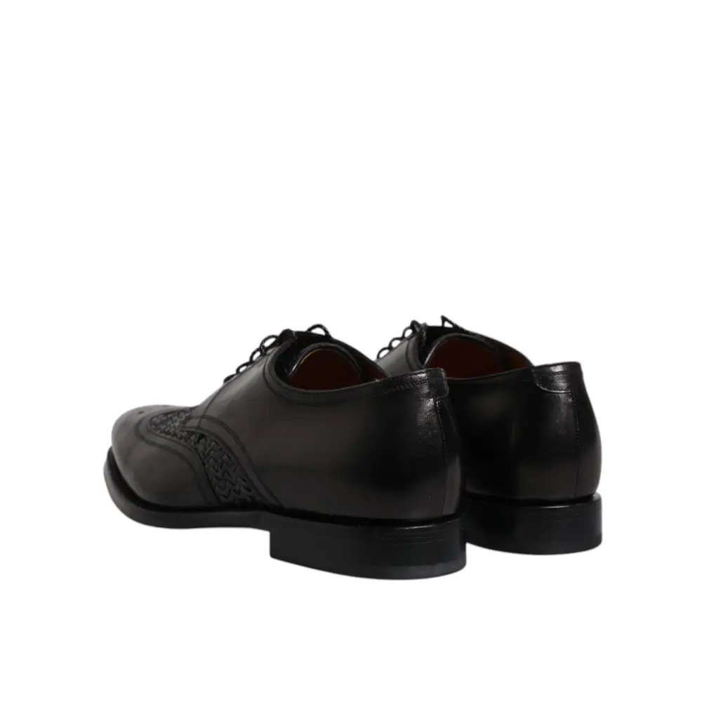 Dolce & Gabbana Schwarze Leder Derby Wingtip Lace Up Formal Dress Schuhe