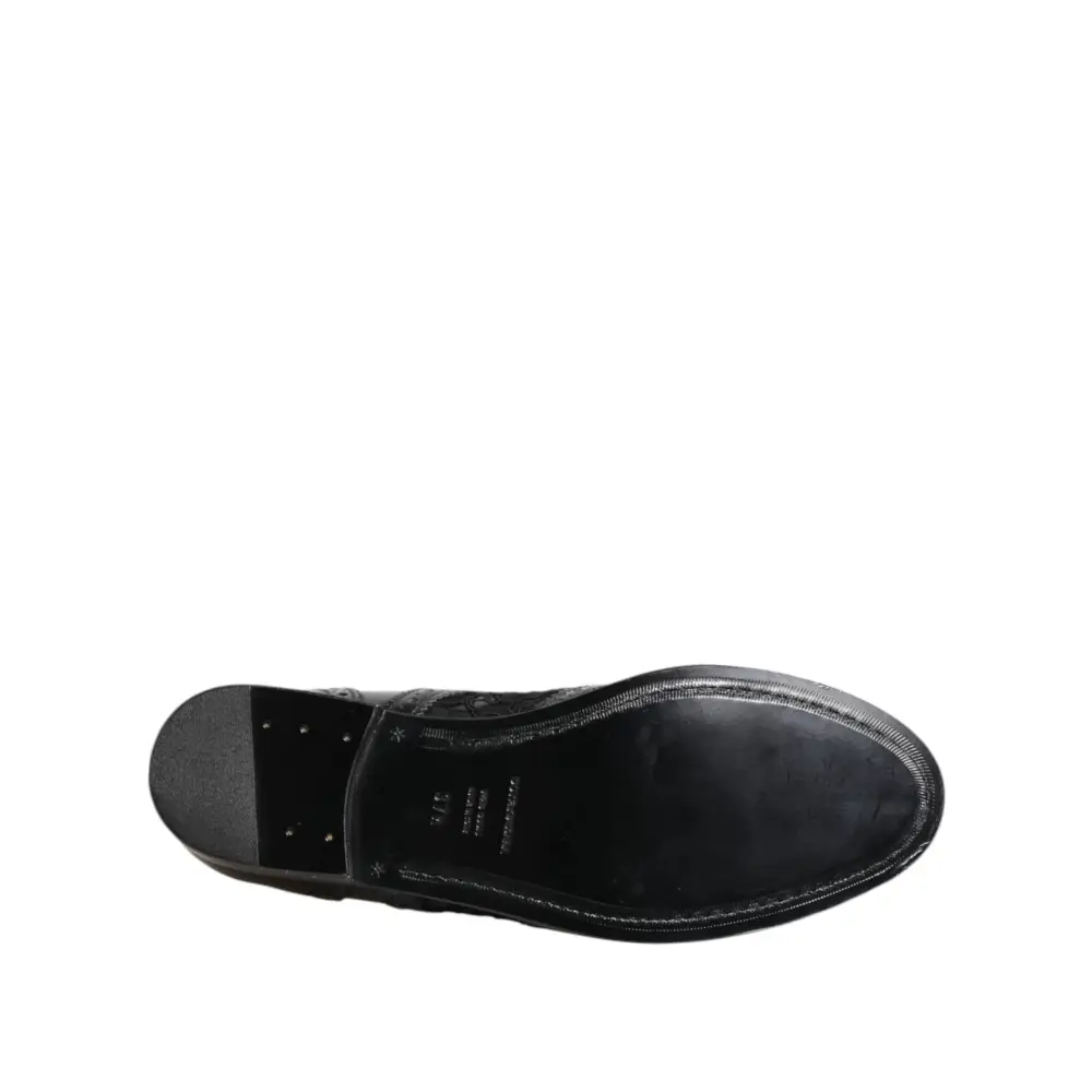 Dolce & Gabbana Schwarze Leder Floral Spitze Kleid Formelle Schuhe