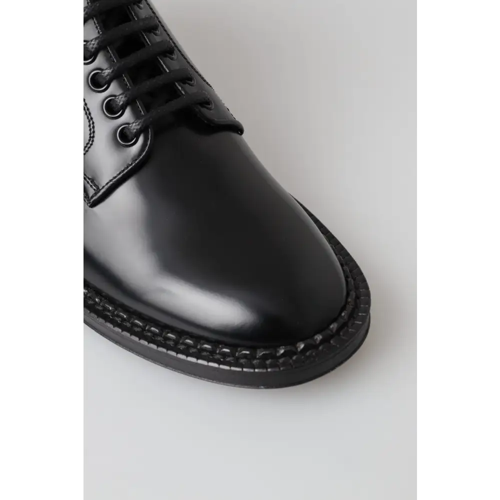 Dolce & Gabbana Schwarze Leder Herren Kurzstiefel Schnürschuhe - EU39/US6