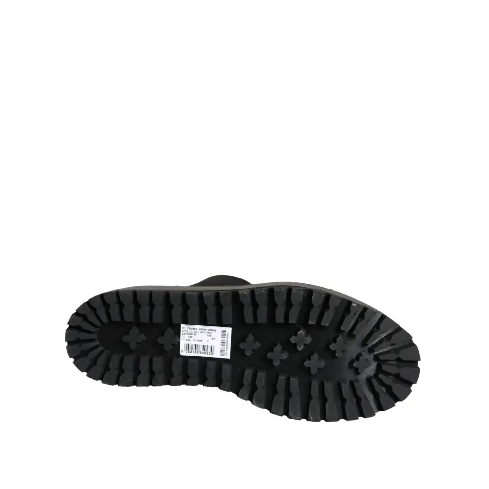 Dolce & Gabbana Schwarze Leder Jersey Kniehohe Stiefel Schuhe - EU39/US8.5