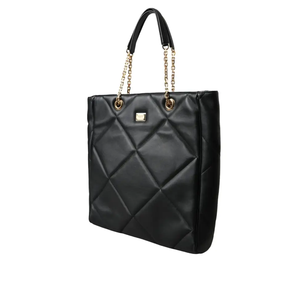 Dolce & Gabbana Schwarze Leder JUNGLE gesteppte Einkaufstasche