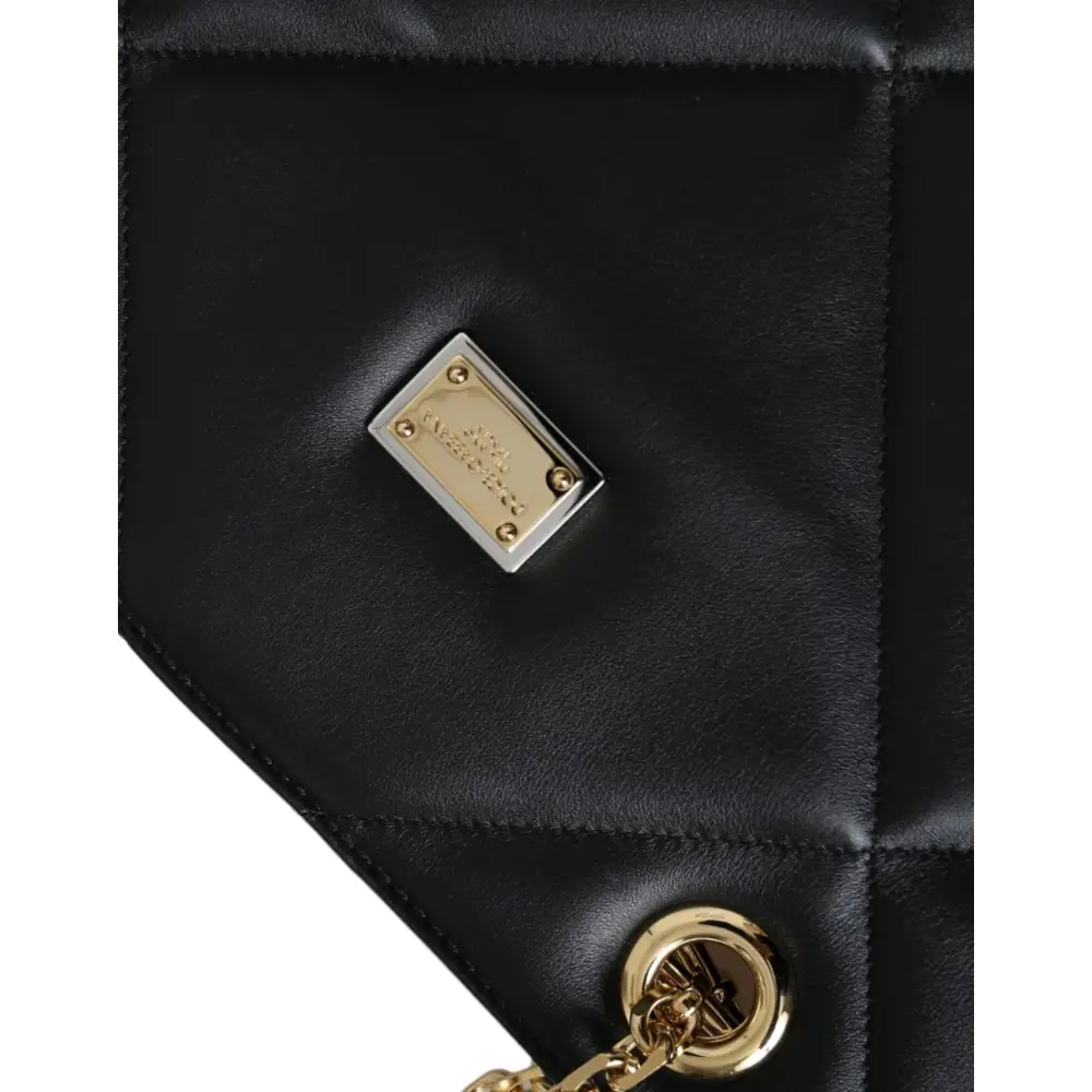 Dolce & Gabbana Schwarze Leder JUNGLE gesteppte Einkaufstasche