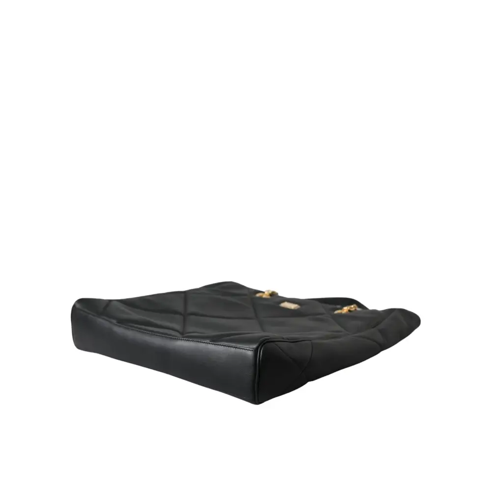Dolce & Gabbana Schwarze Leder JUNGLE gesteppte Einkaufstasche