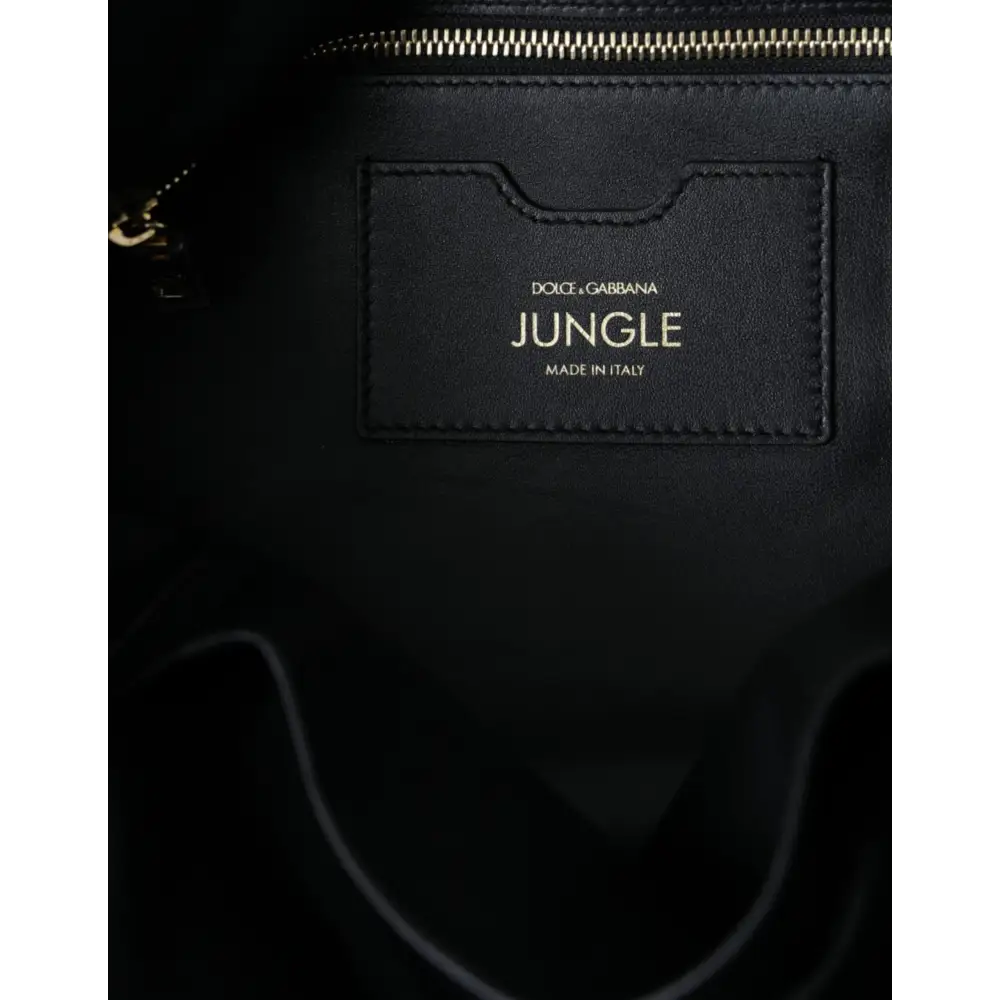 Dolce & Gabbana Schwarze Leder JUNGLE gesteppte Einkaufstasche