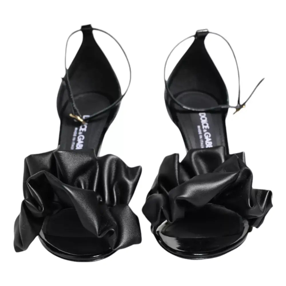 Dolce & Gabbana Schwarze Leder Knöchelriemen Absatz Sandalen Schuhe - EU38/US7.5