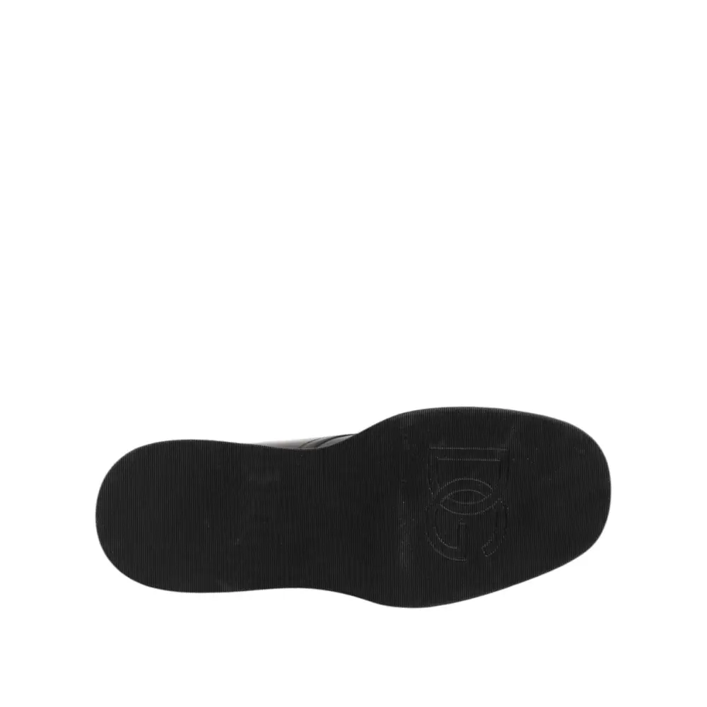 Dolce & Gabbana Schwarze Leder Logo-Stiefeletten Schnürschuhe - EU43/US10