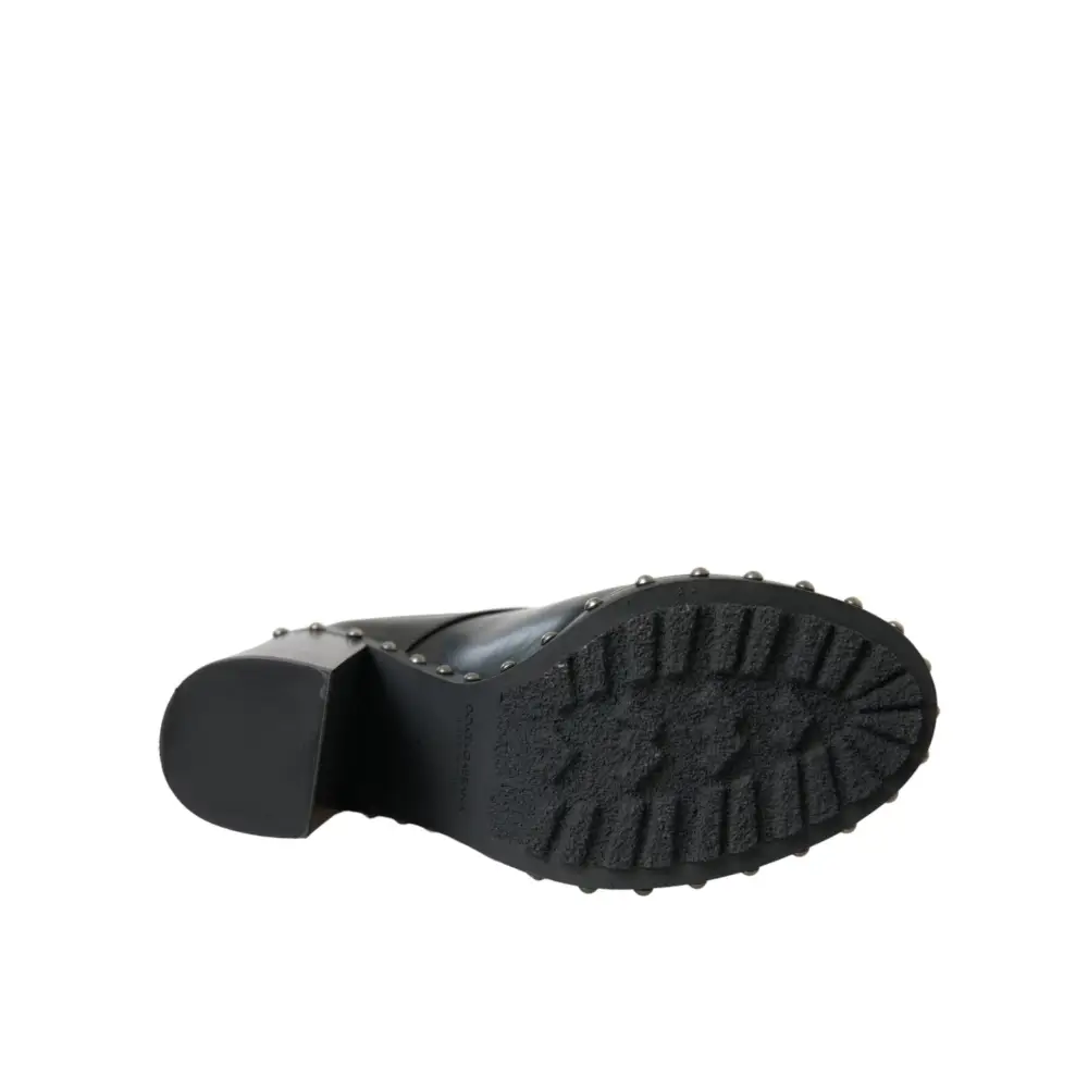 Dolce & Gabbana Schwarze Leder Nieten Schnürstiefel Schuhe - EU36/US5.5