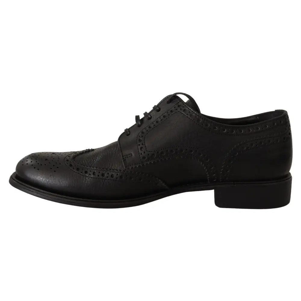 Dolce & Gabbana Schwarze Leder Oxford Wingtip Formal Dress Schuhe - EU39/US6
