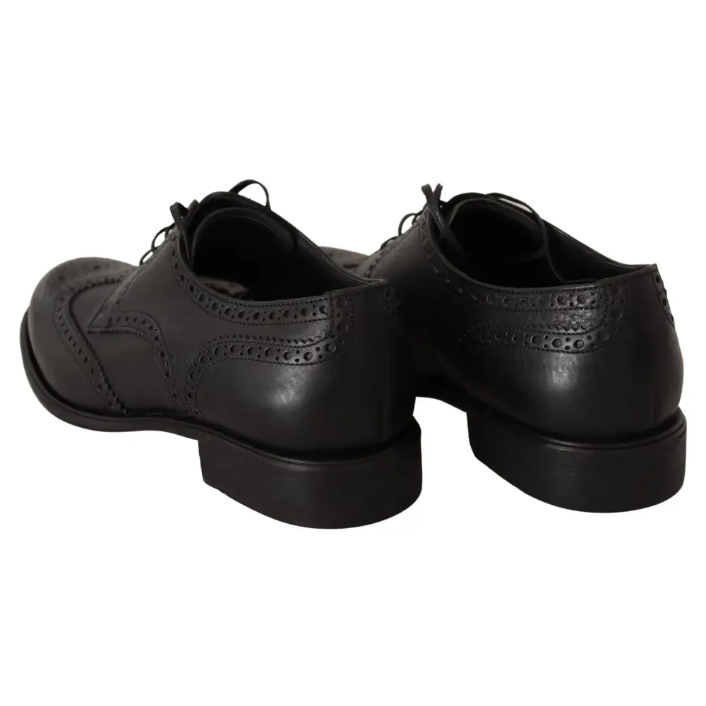 Dolce & Gabbana Schwarze Leder Oxford Wingtip Formal Dress Schuhe - EU39/US6