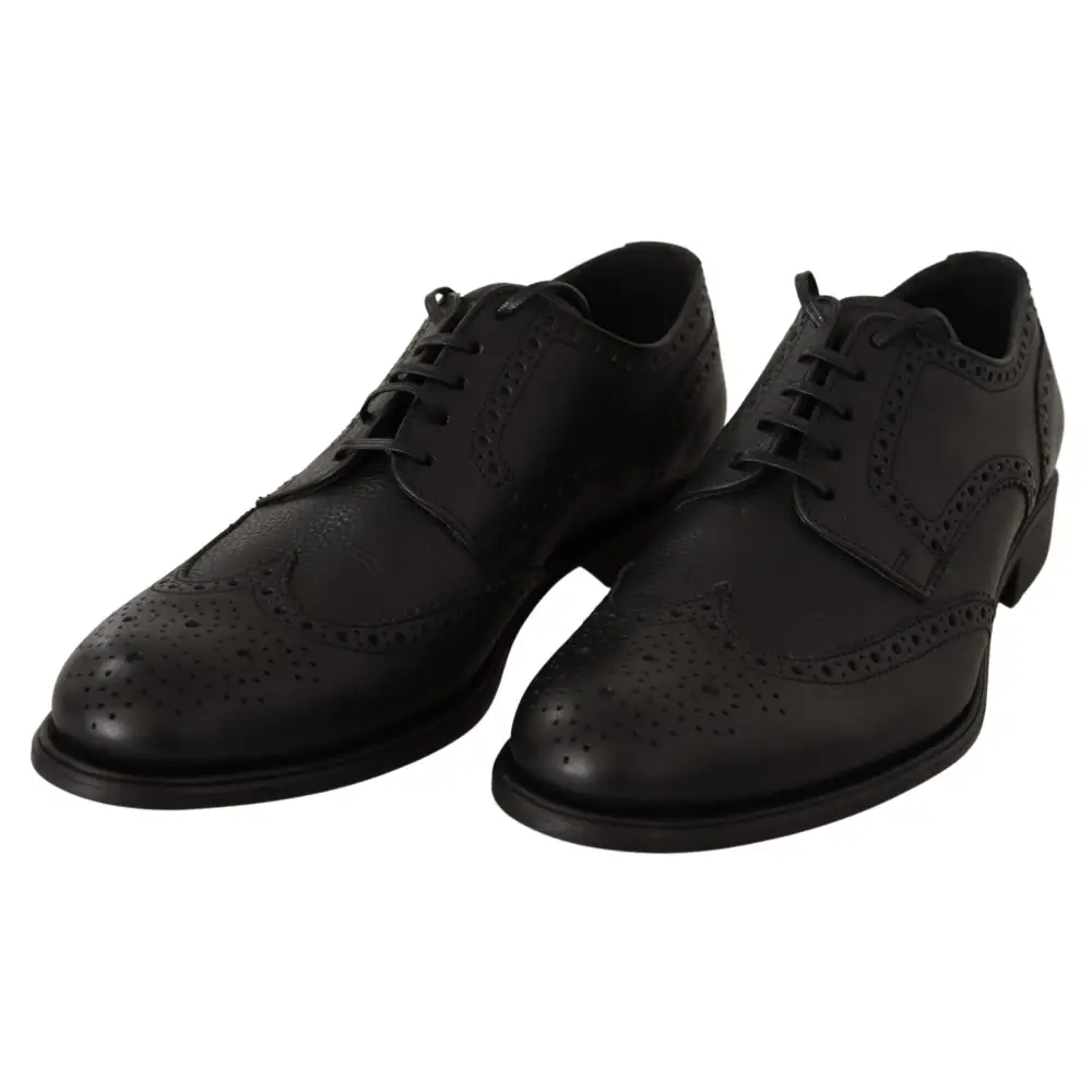 Dolce & Gabbana Schwarze Leder Oxford Wingtip Formal Dress Schuhe - EU39/US6