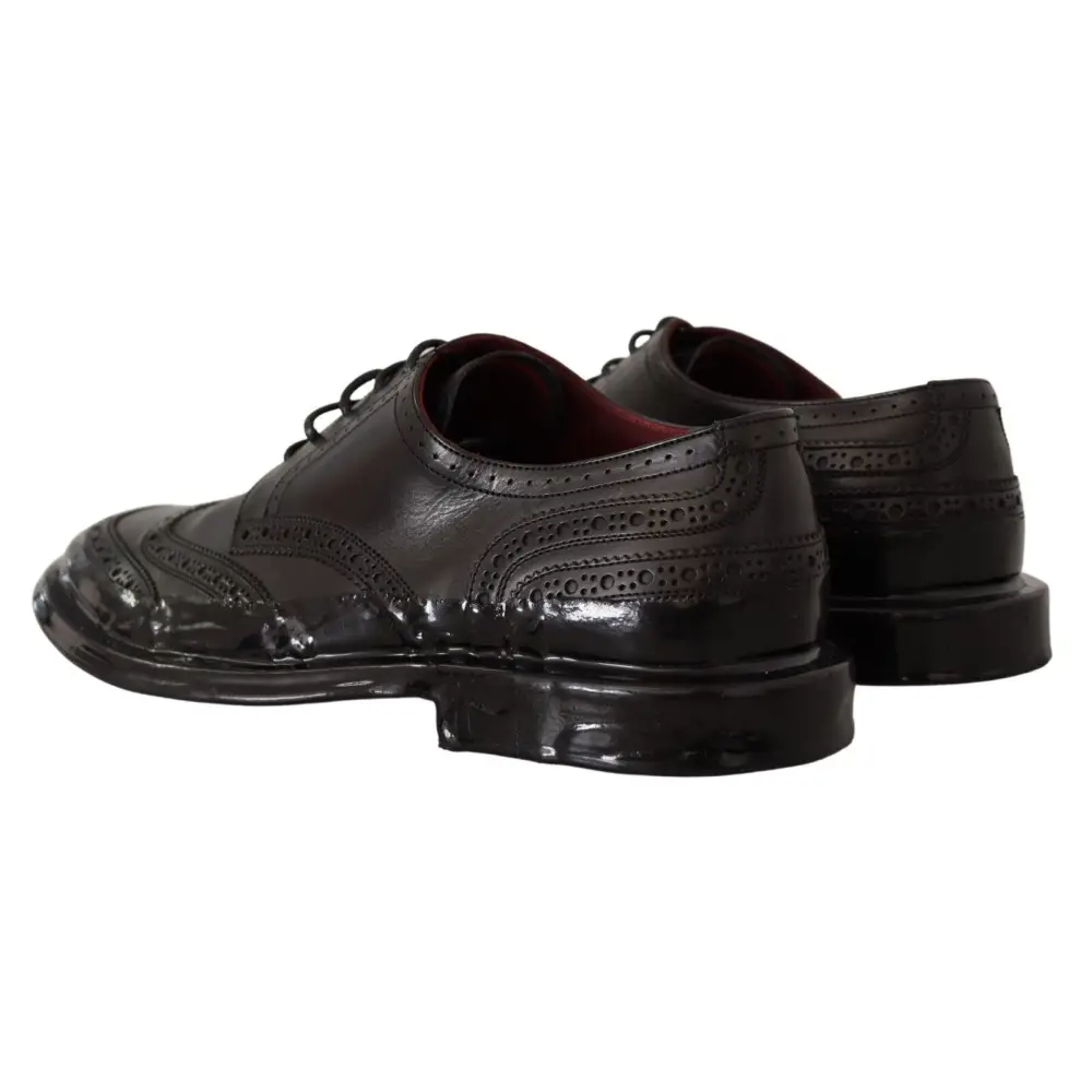 Dolce & Gabbana Schwarze Leder Oxford Wingtip Formelle Derby Schuhe