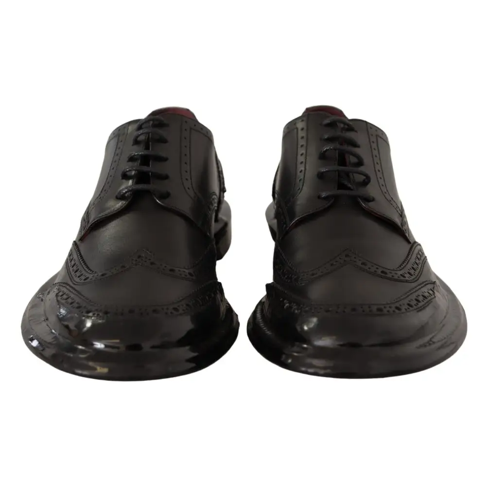 Dolce & Gabbana Schwarze Leder Oxford Wingtip Formelle Derby Schuhe