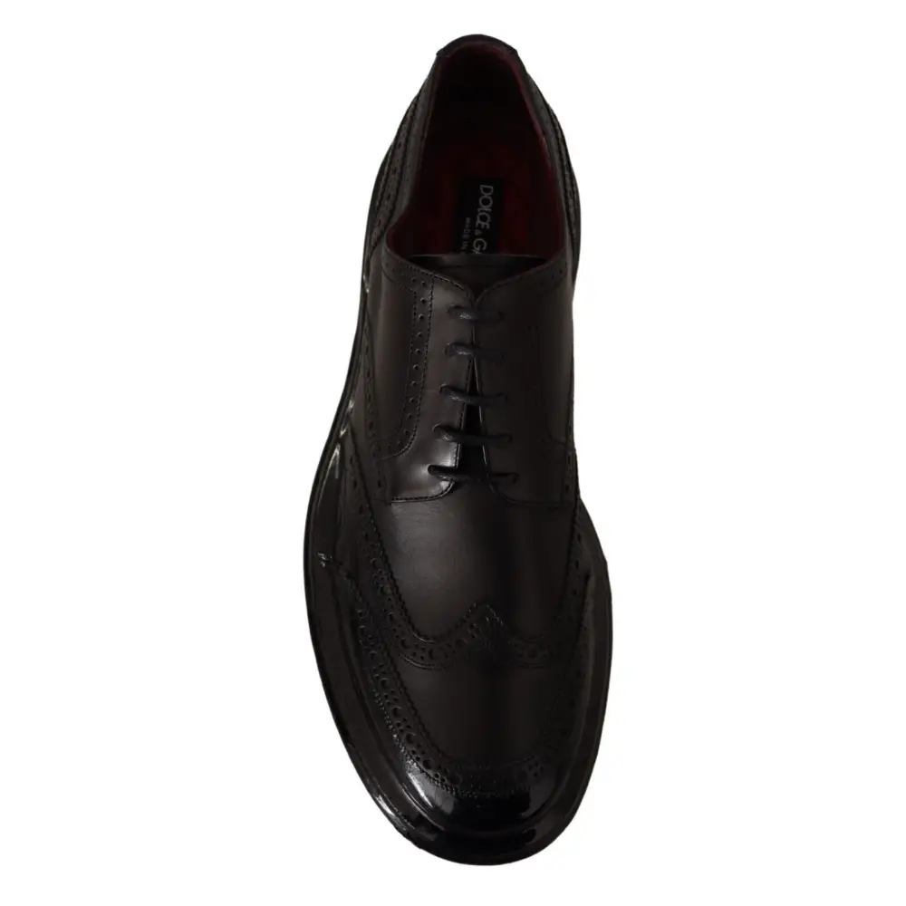 Dolce & Gabbana Schwarze Leder Oxford Wingtip Formelle Derby Schuhe