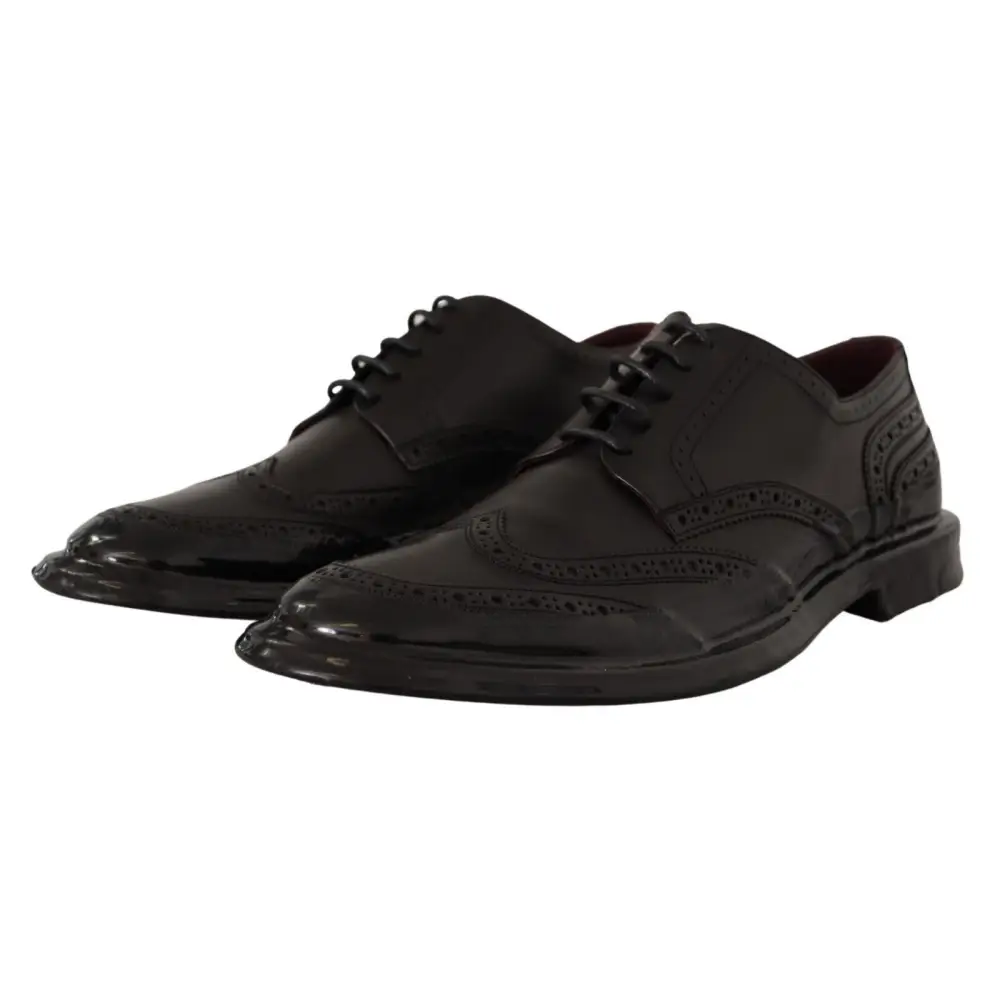 Dolce & Gabbana Schwarze Leder Oxford Wingtip Formelle Derby Schuhe