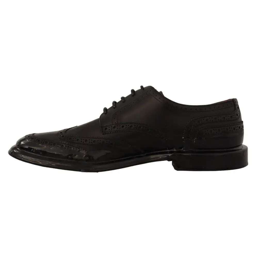 Dolce & Gabbana Schwarze Leder Oxford Wingtip Formelle Derby Schuhe