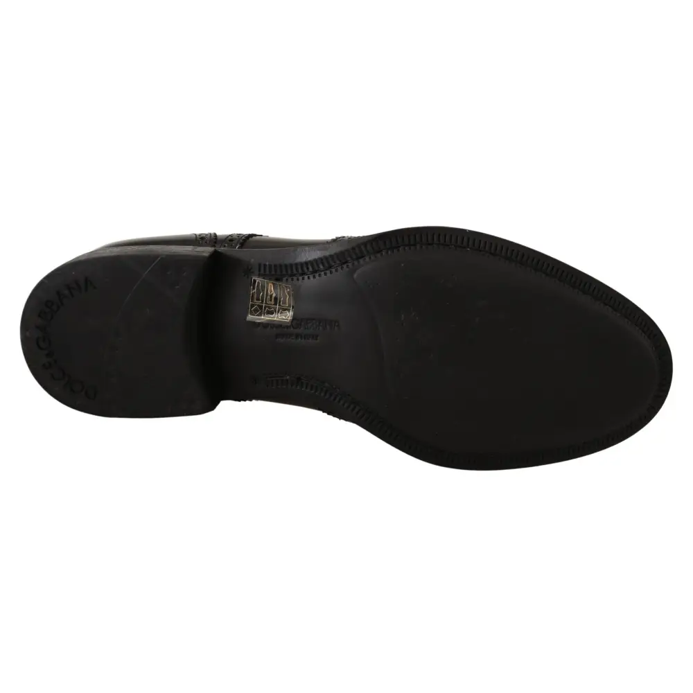 Dolce & Gabbana Schwarze Leder Oxford Wingtip Formelle Schuhe - EU39/US6