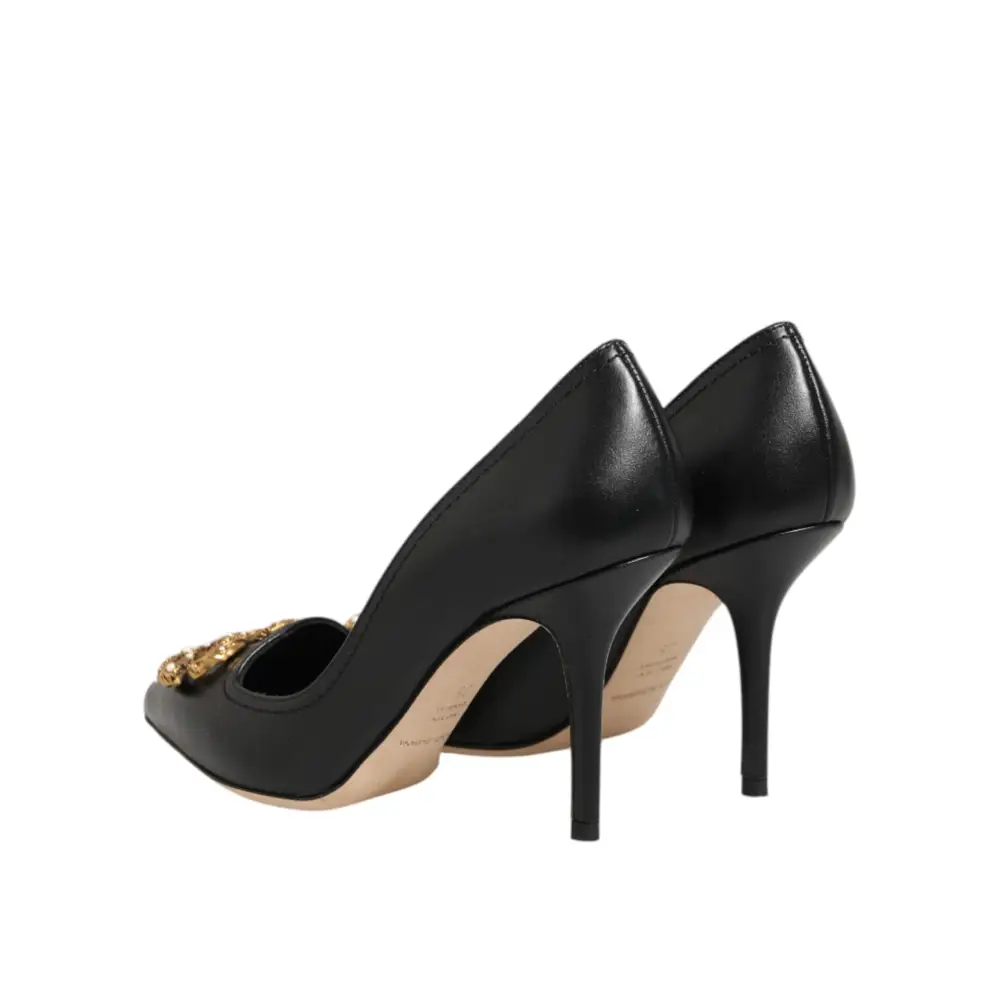 Dolce & Gabbana Schwarze Leder-Pumps mit DG Amore-Absatz - EU35/US4.5