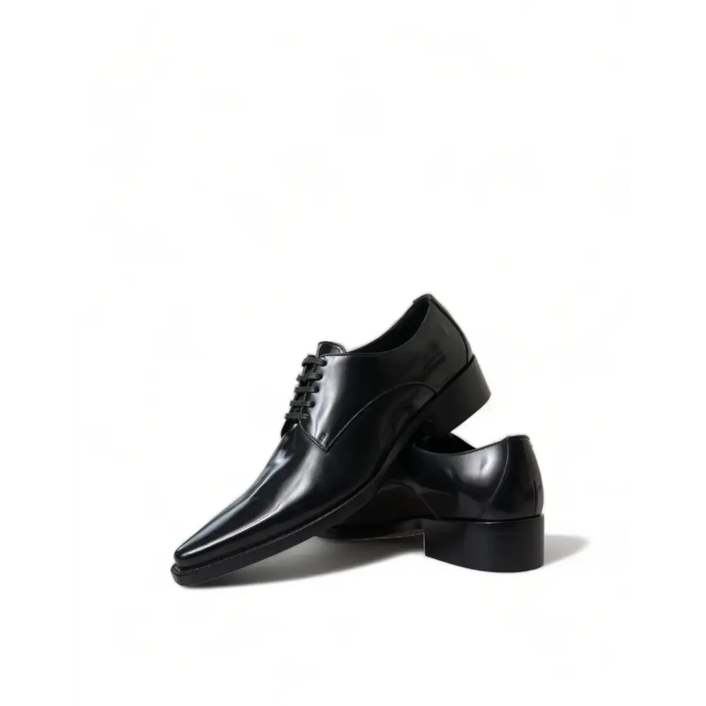 Dolce & Gabbana Schwarze Leder Schnürschuhe Formal Flats Schuhe - EU38/US7.5
