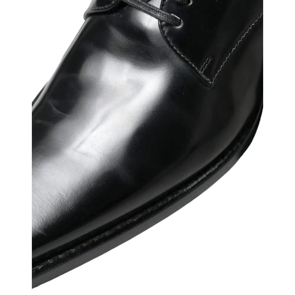 Dolce & Gabbana Schwarze Leder Schnürschuhe Formal Flats Schuhe - EU38/US7.5
