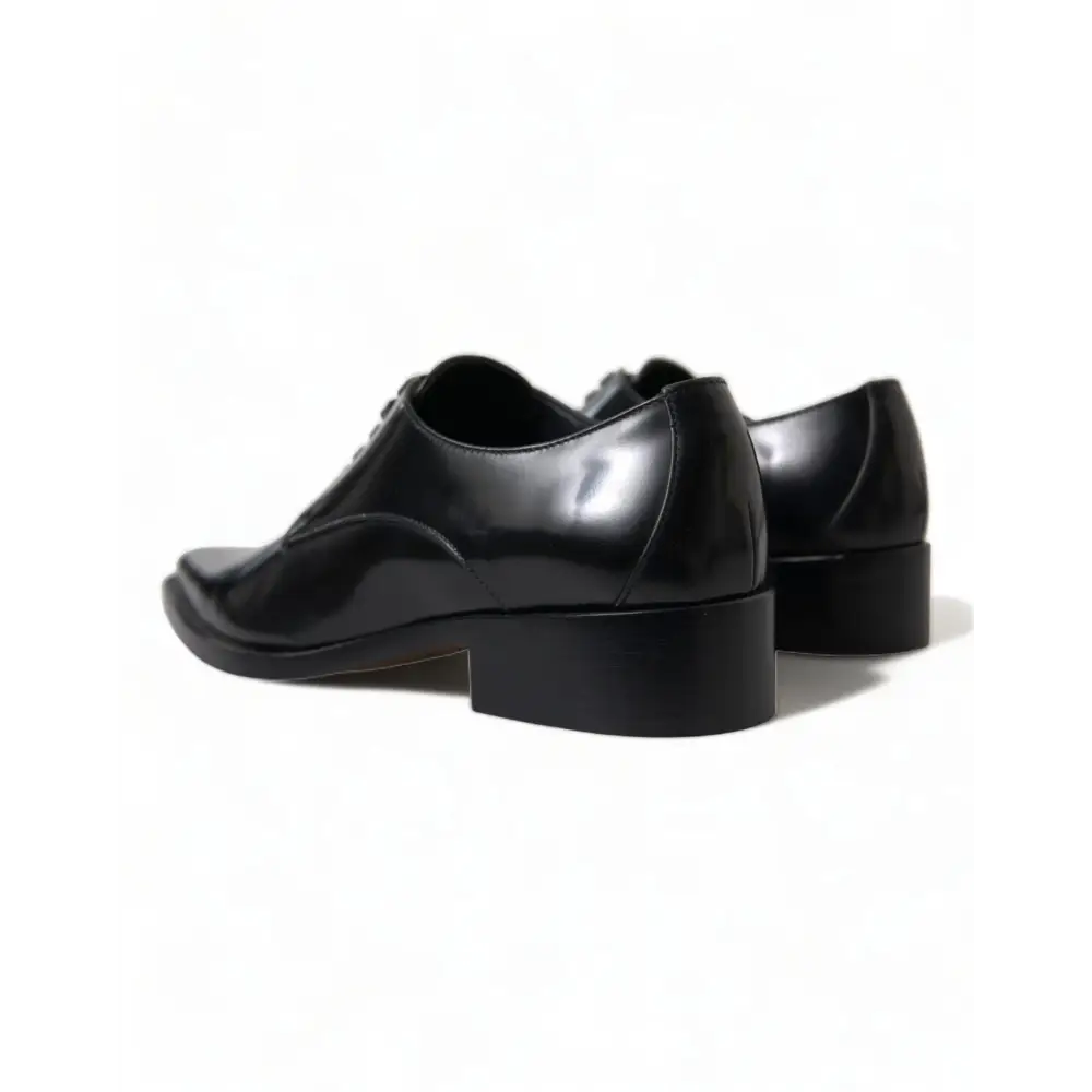 Dolce & Gabbana Schwarze Leder Schnürschuhe Formal Flats Schuhe - EU38/US7.5