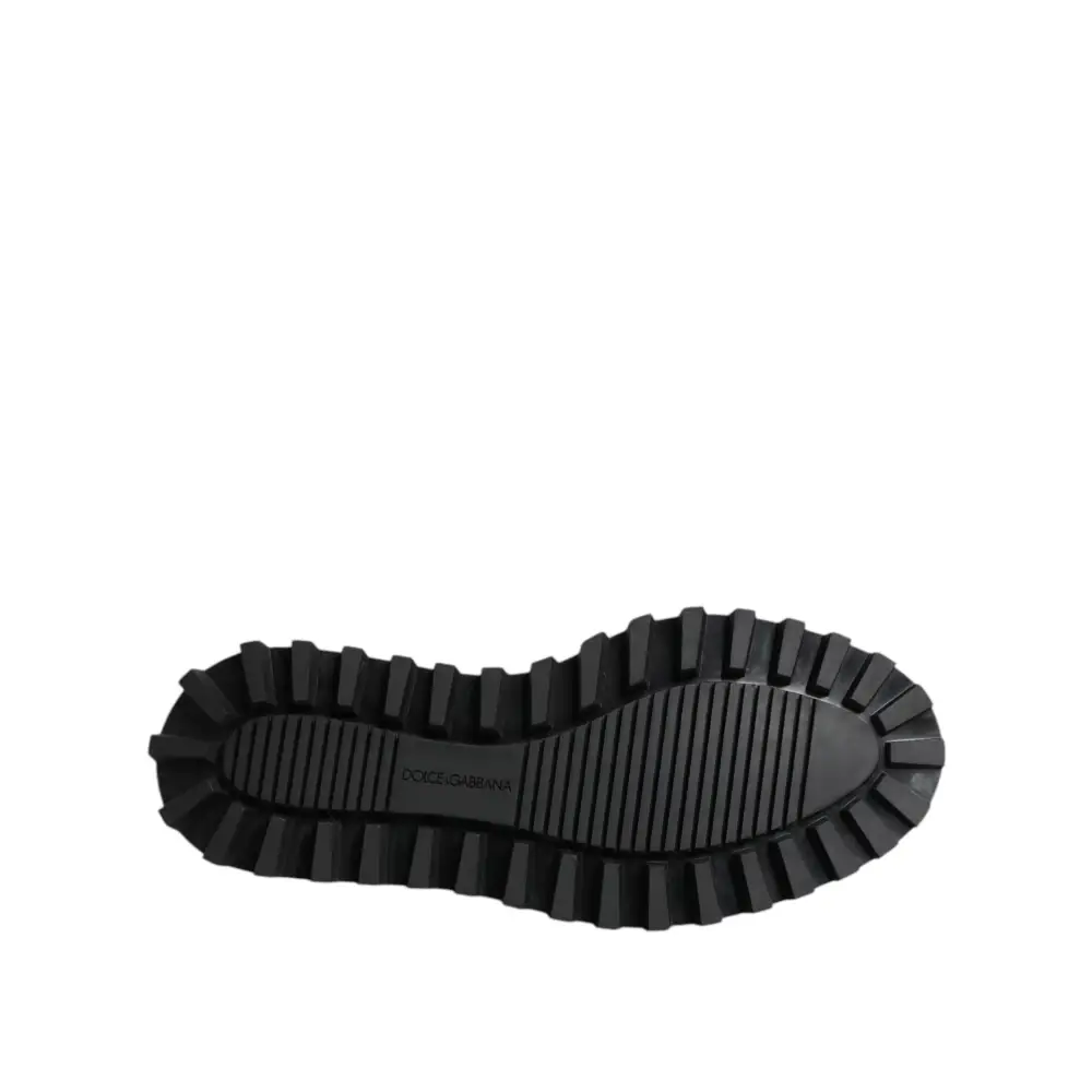 Dolce & Gabbana Schwarze Leder-Schnürschuhe für Trekking-Anzüge - EU42/US9