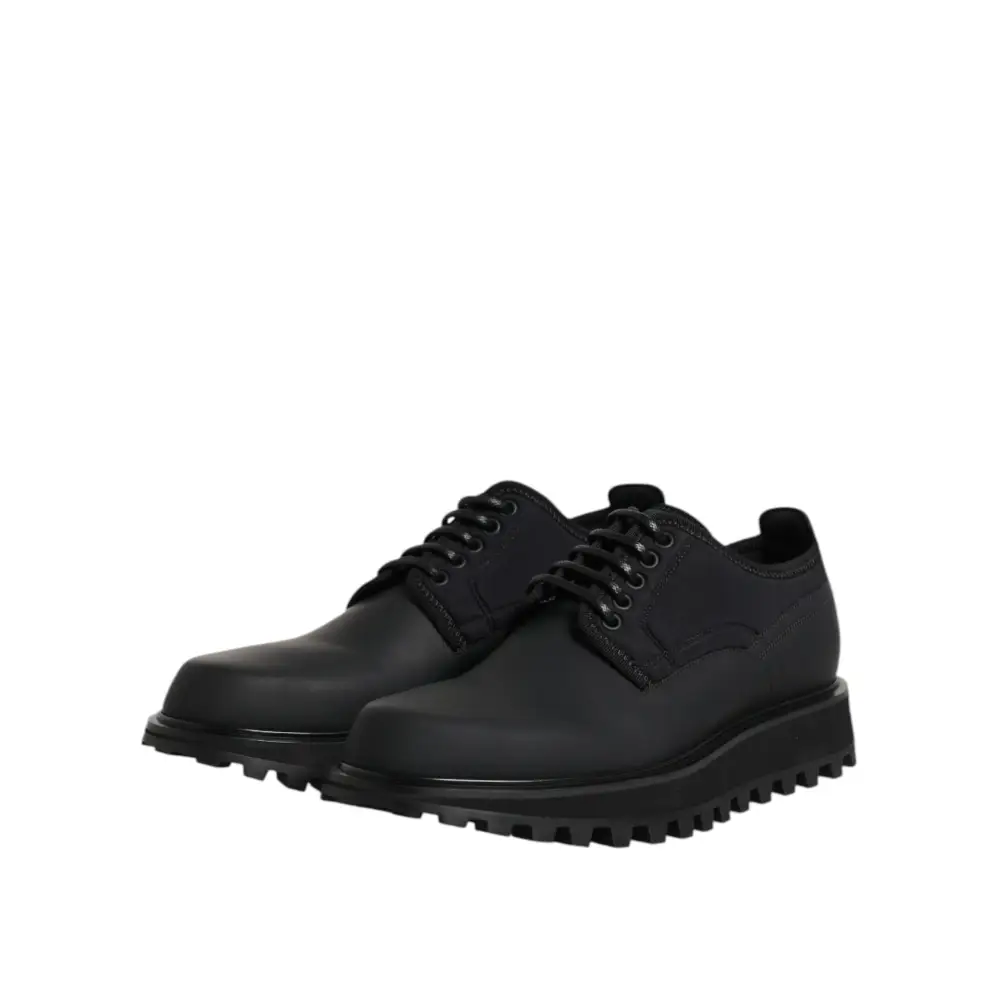 Dolce & Gabbana Schwarze Leder-Schnürschuhe für Trekking-Anzüge - EU42/US9