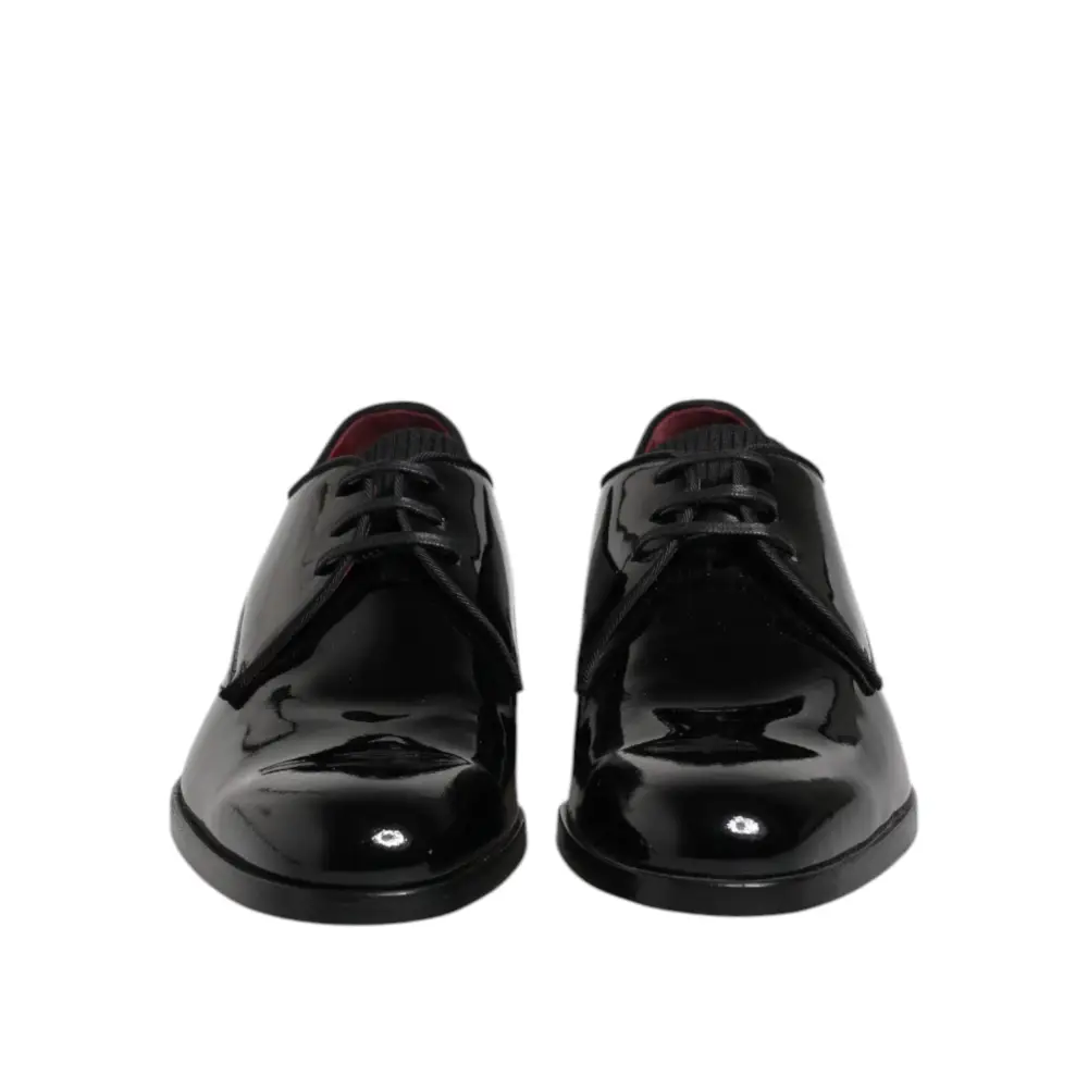 Dolce & Gabbana Schwarze Leder Schnürschuhe Männer Derby Formelle Schuhe - EU39.5/US6.5