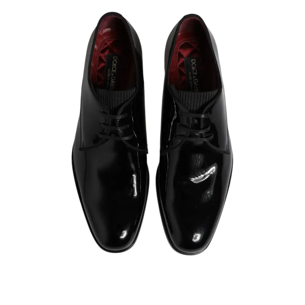 Dolce & Gabbana Schwarze Leder Schnürschuhe Männer Derby Formelle Schuhe - EU39.5/US6.5