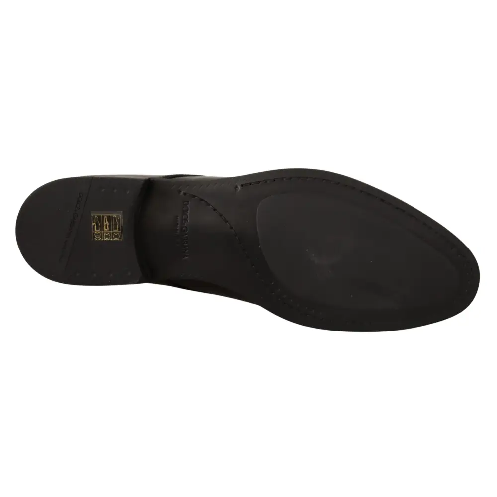 Dolce & Gabbana Schwarze Leder Schnürschuhe Männer Kleid Derby Schuhe - EU39/US6