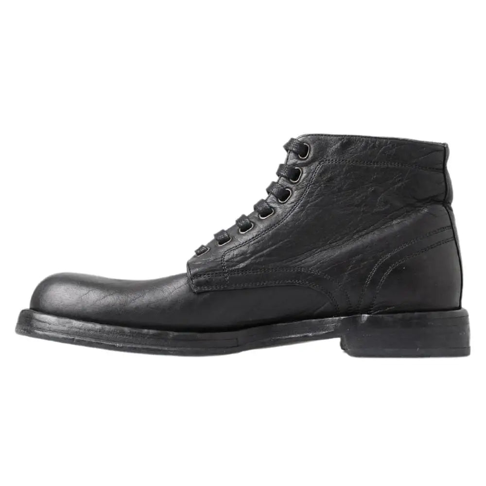 Dolce & Gabbana Schwarze Leder-Schnürstiefel - EU44/US11
