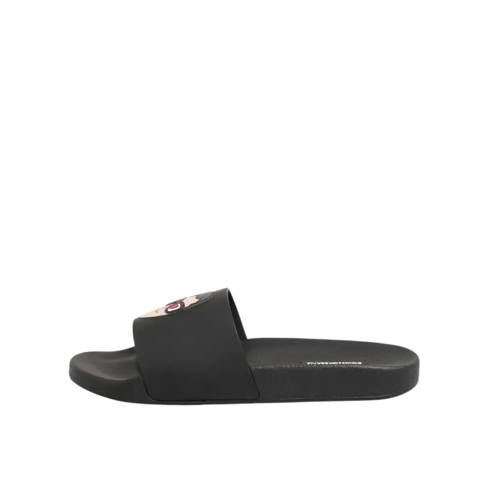 Dolce & Gabbana Schwarze Leder-Slides Sandalen Strandschuhe - EU41/US8