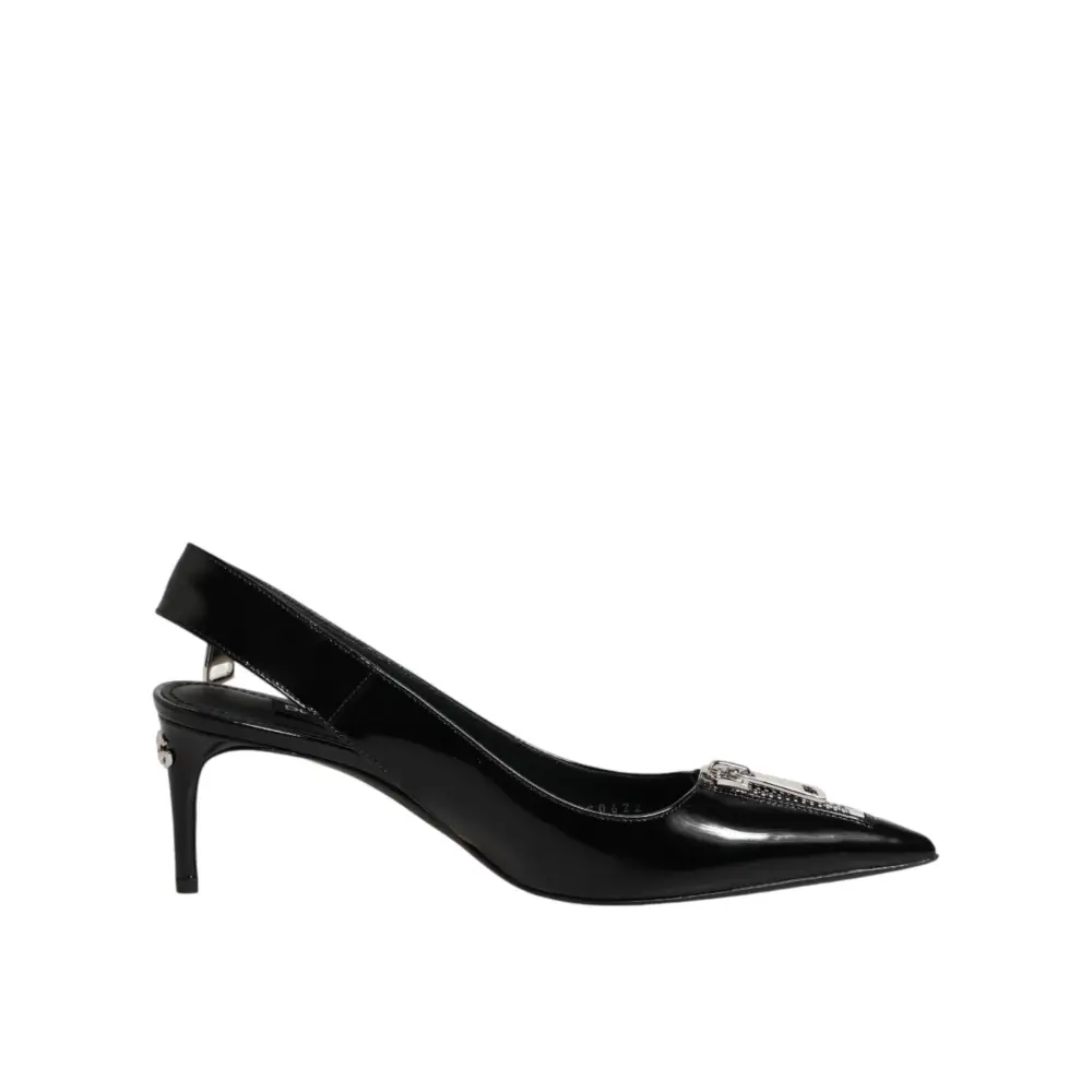Dolce & Gabbana Schwarze Leder-Slingback-Pumps mit Reißverschluss - EU37/US6.5