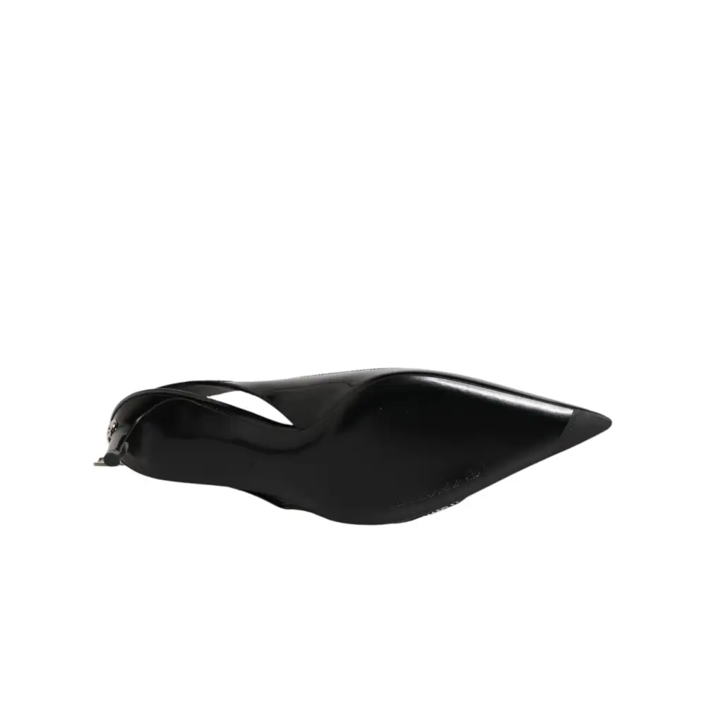 Dolce & Gabbana Schwarze Leder-Slingback-Pumps mit Reißverschluss - EU37/US6.5