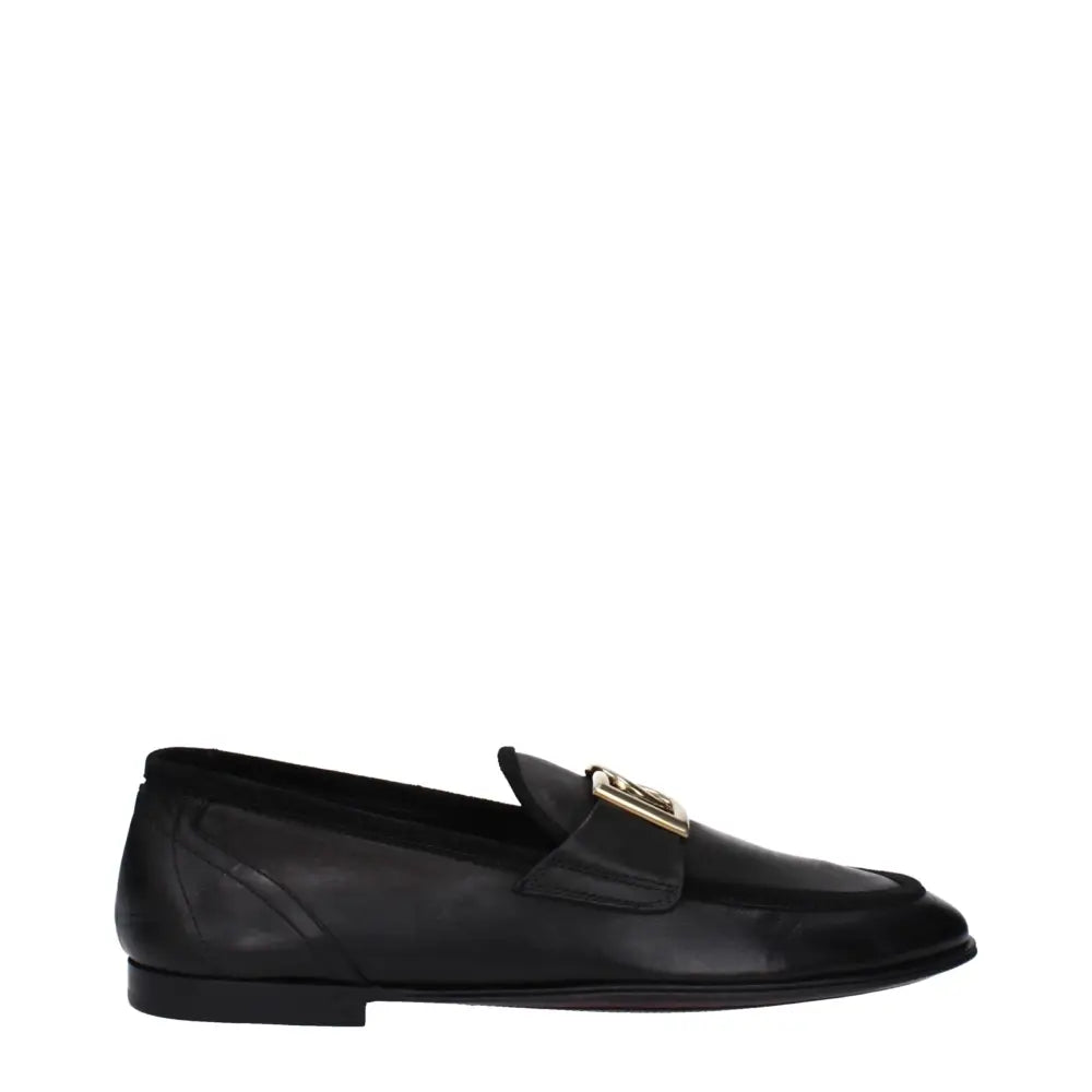 Dolce & Gabbana Schwarze Leder Slipper - EU40/US7