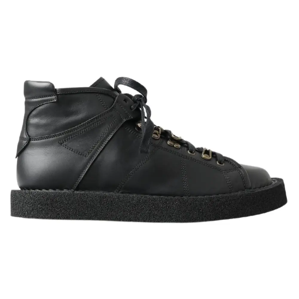 Dolce & Gabbana Schwarze Leder-Slipper mit Stretch-Stiefeln - EU40/US7