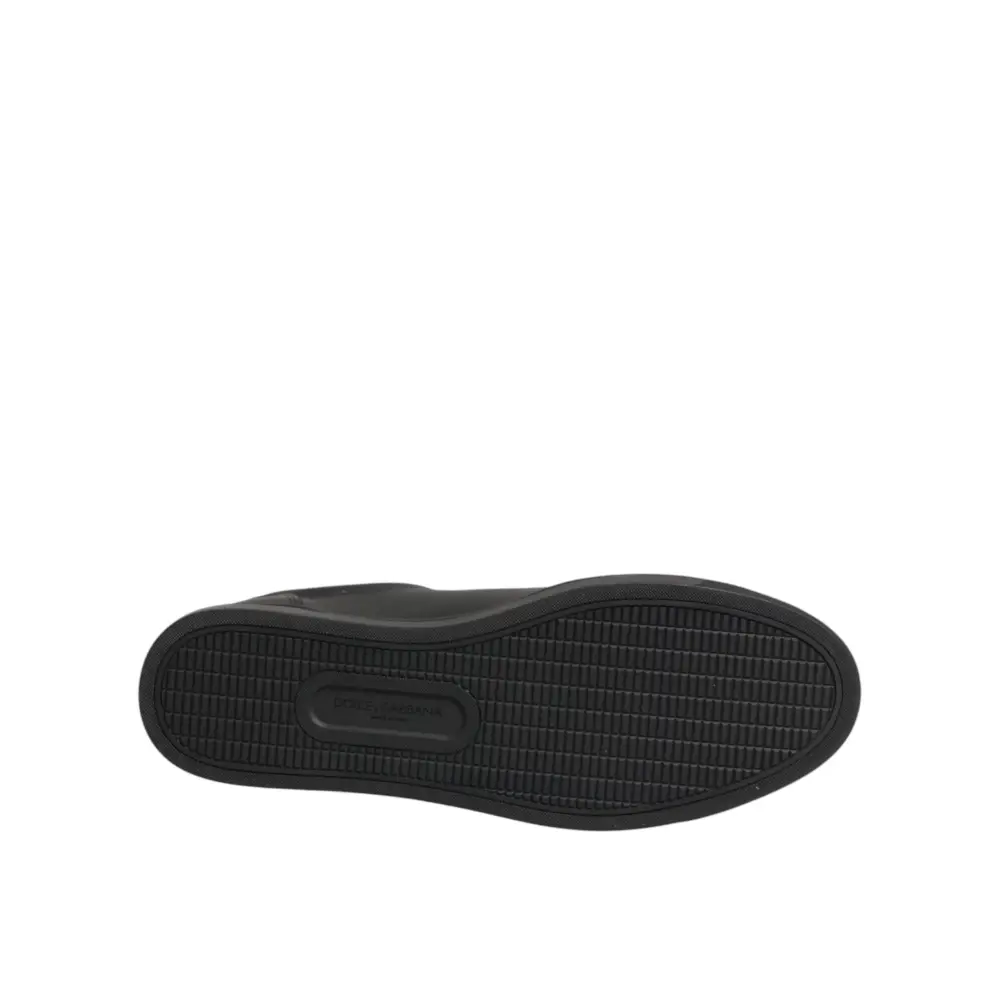 Dolce & Gabbana Schwarze Leder-Sneaker mit Herz-Verzierung