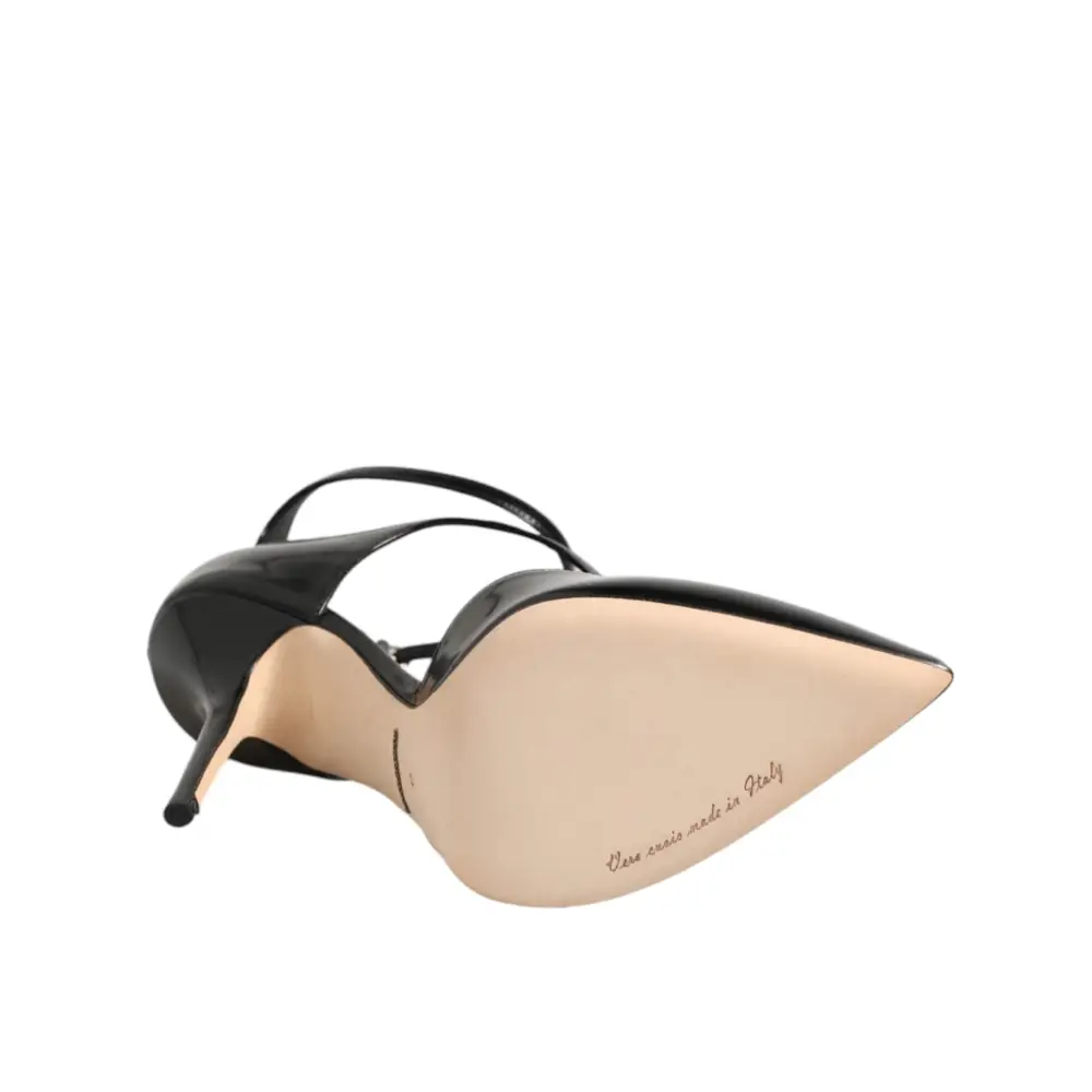 Dolce & Gabbana Schwarze Leder-T-Riemen-Sandaletten