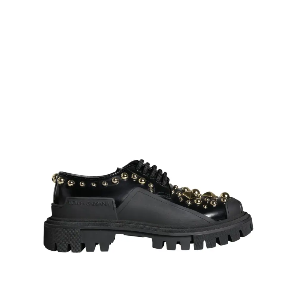 Dolce & Gabbana Schwarze Leder Trekking Derby verschönerte Schuhe - EU35.5/US5