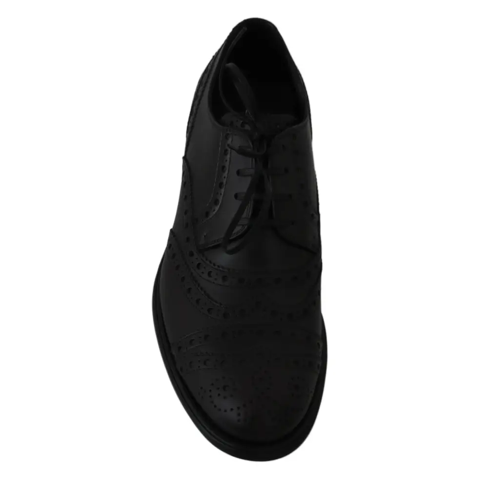 Dolce & Gabbana Schwarze Leder Wingtip Oxford Dress Schuhe - EU39/US6