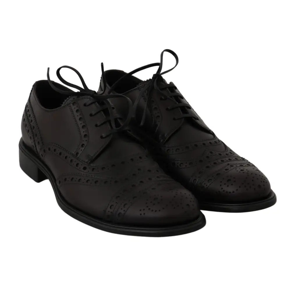 Dolce & Gabbana Schwarze Leder Wingtip Oxford Dress Schuhe - EU39/US6