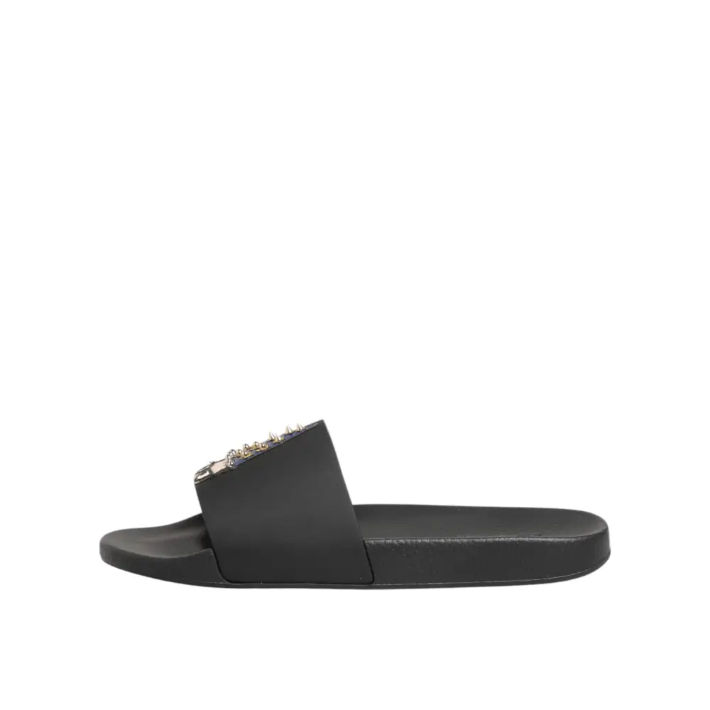 Dolce & Gabbana Schwarze Ledersandalen mit Riemen für den Strand - EU45/US12