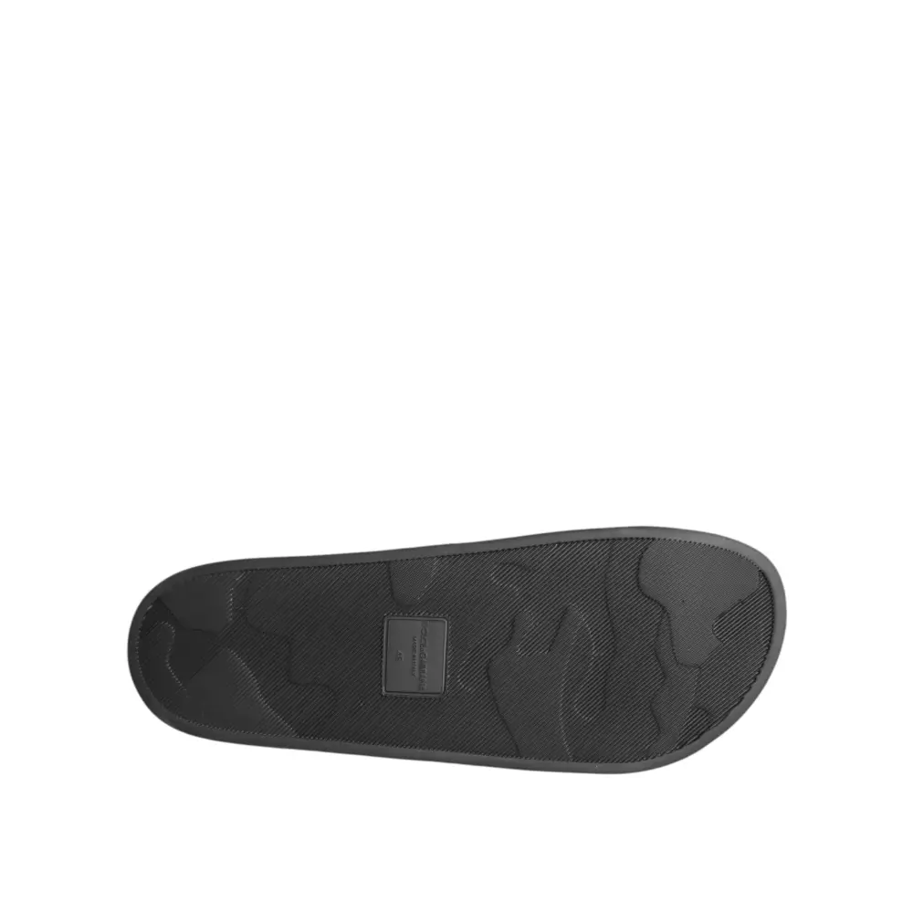 Dolce & Gabbana Schwarze Ledersandalen mit Riemen für den Strand - EU45/US12