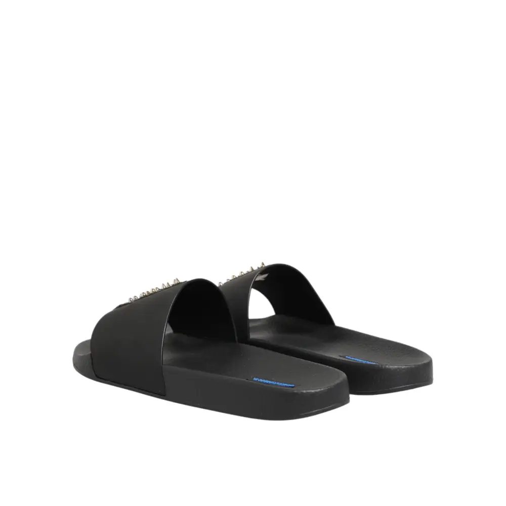 Dolce & Gabbana Schwarze Ledersandalen mit Riemen für den Strand