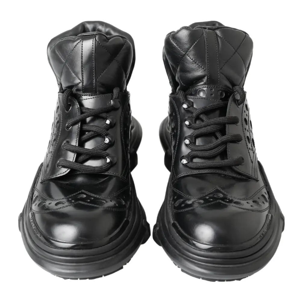 Dolce & Gabbana Schwarze Lederstiefel für die Freizeit