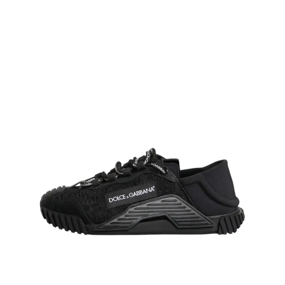 Dolce & Gabbana Schwarze Logo-Spitzen-Sneaker NS1 - EU36.5/US6