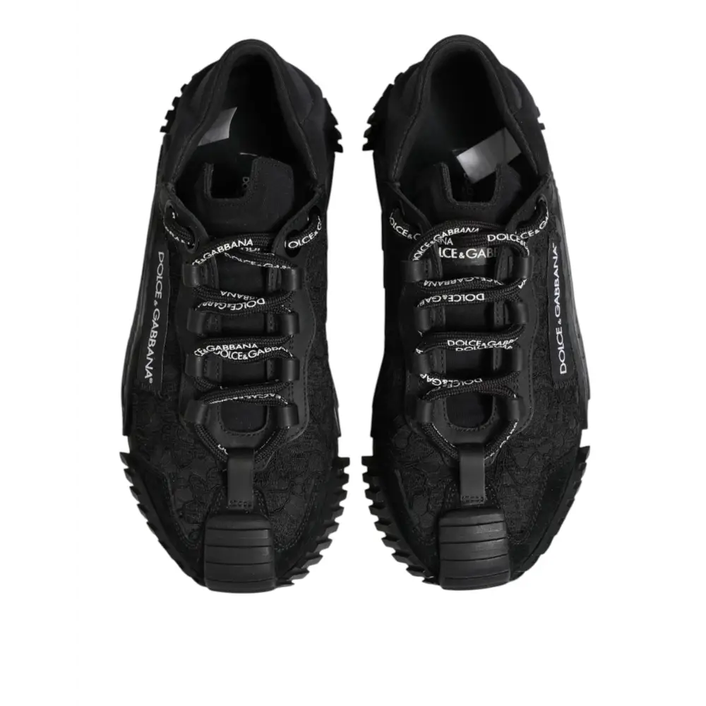 Dolce & Gabbana Schwarze Logo-Spitzen-Sneaker NS1 - EU36.5/US6