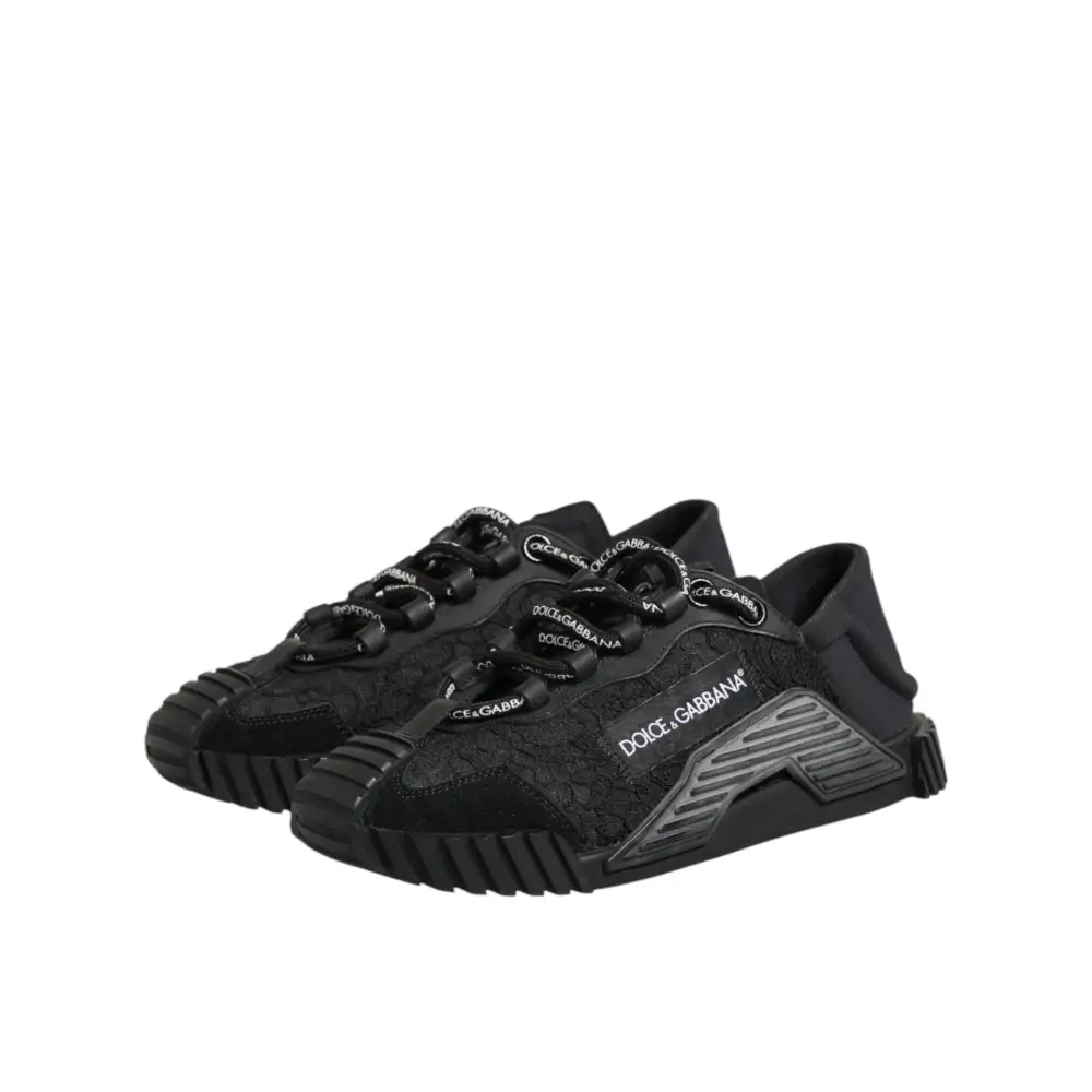 Dolce & Gabbana Schwarze Logo-Spitzen-Sneaker NS1 - EU36.5/US6